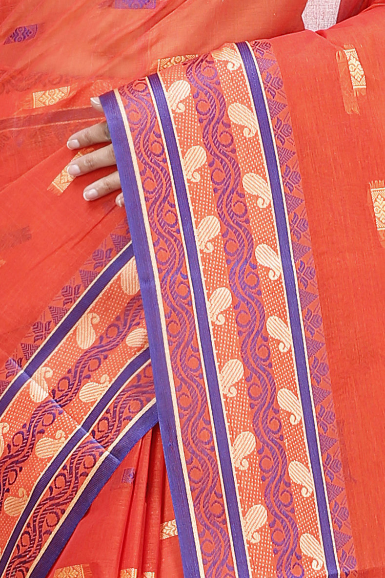 Orange Pure Cotton Gayatri Tant Saree (941)